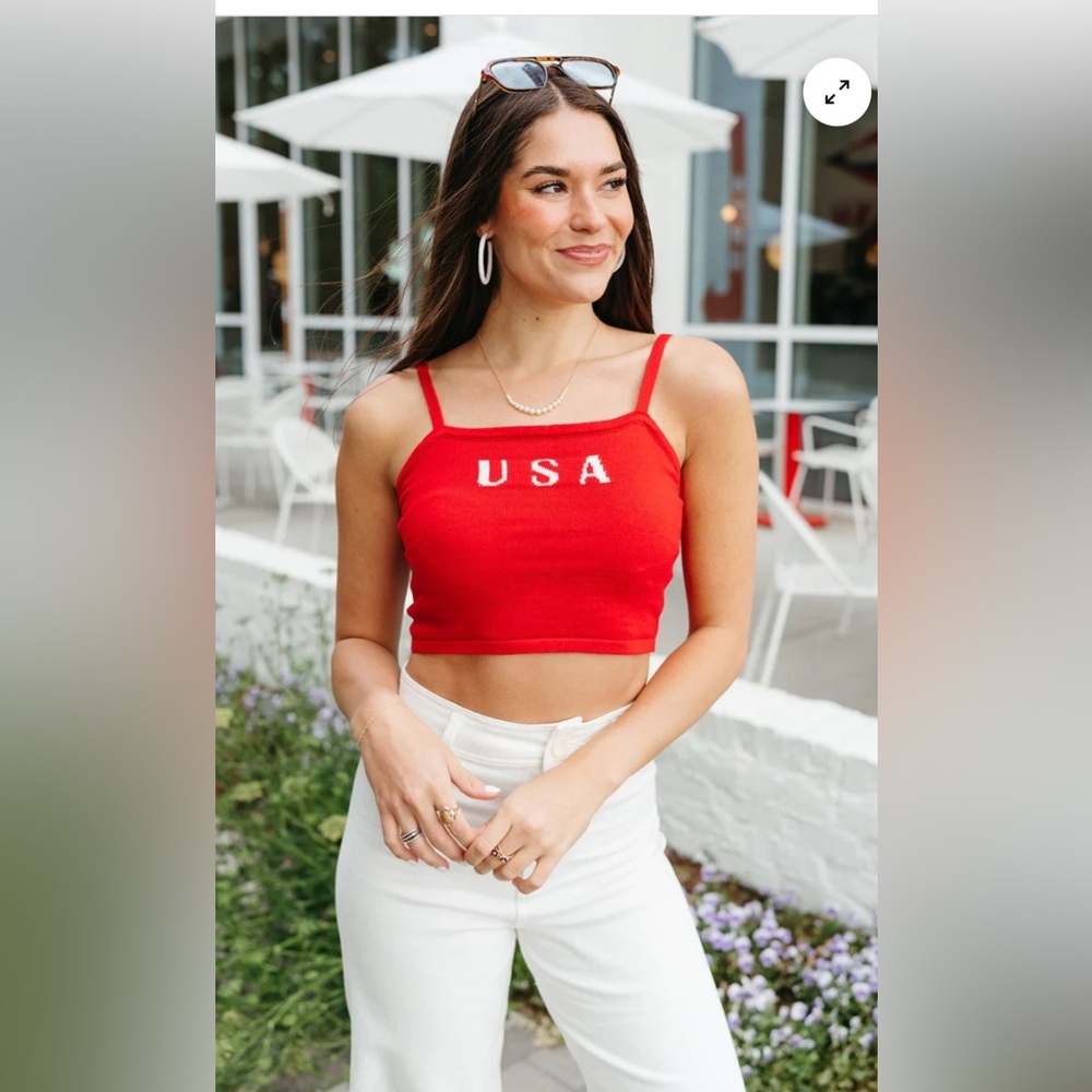 Red USA Crop Top